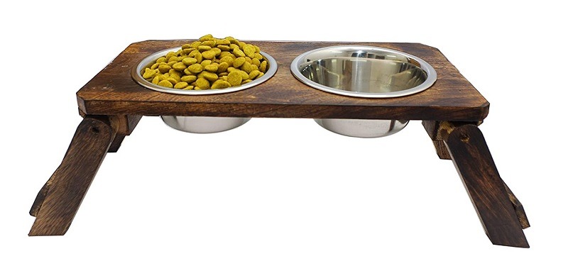 Naaz Wooden Dog Bowls Stand with 2 Stainless Steel 1
